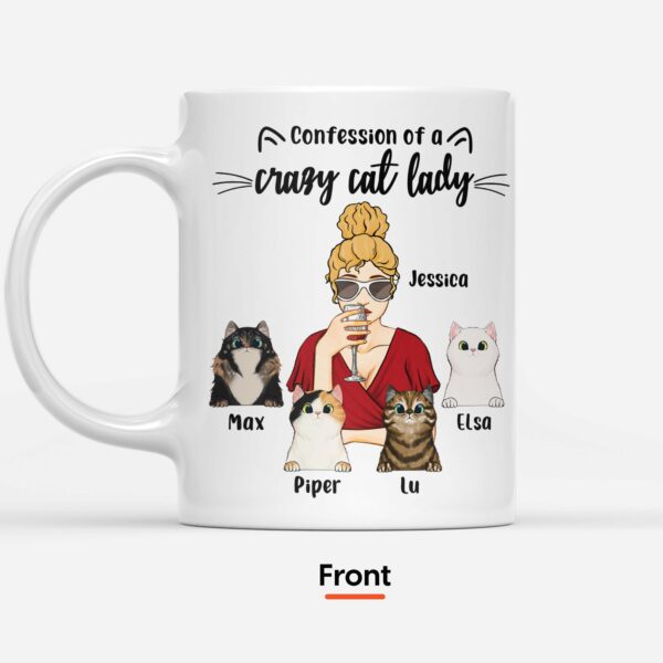 Confession Of A Crazy Cat Lady, Cat Custom Mug, Gift For Cat Lovers-Macorner