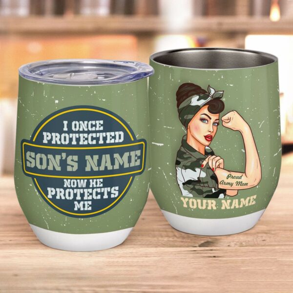 I Once Protected Now He Protects Me Wine Tumbler-Macorner