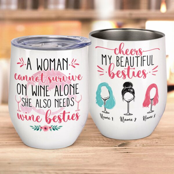 Cheers My Beautiful Bestie, Friends Custom Wine Tumbler, Gift For Friends-Macorner