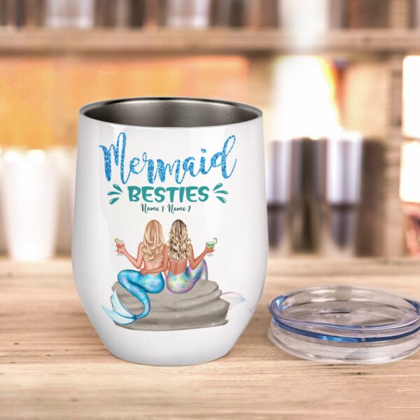 Time To Party Our Tails Off, Friends, Mermaids Custom Wine Tumbler, Gift For Friends, Besties, Summer Gift, Mermaid, Partying-Macorner