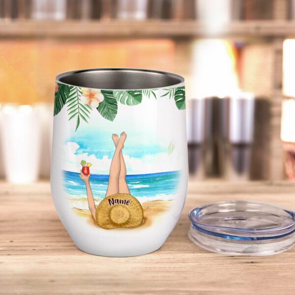 Summer Holiday - Tanned And Tipsy, Swimming Custom Wine Tumbler, Gift For Beach Lovers, Summer Gift-Macorner