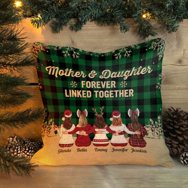 Mother And Daughters Forever Linked Together - Personalized Pillow (Insert Included) - Christmas Gift For Mother, Daughters