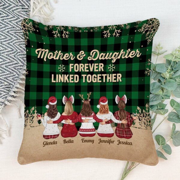 Mother And Daughters Forever Linked Together - Personalized Pillow (Insert Included) - Christmas Gift For Mother, Daughters