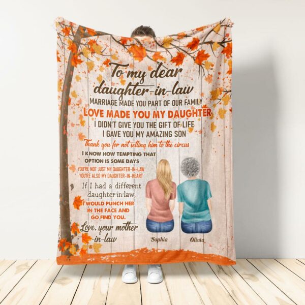 My Dear Daughter-in-law You're Also Daughter-in-heart - Personalized Blanket - Gift For Daughter-In-Law - Mother Daughter Sitting