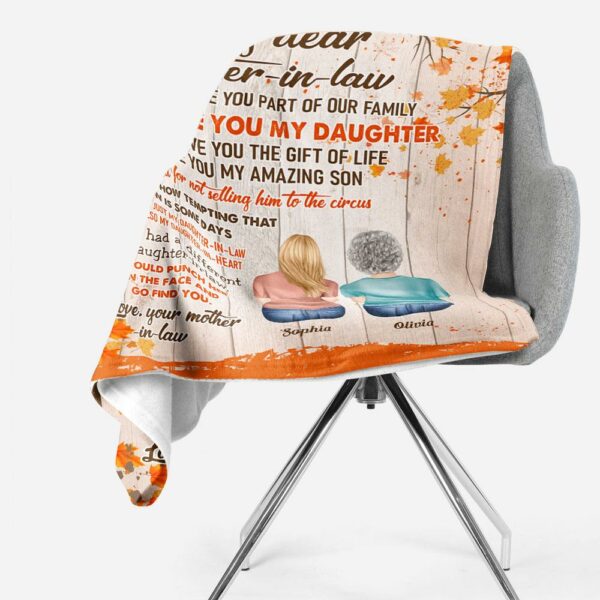 My Dear Daughter-in-law You're Also Daughter-in-heart - Personalized Blanket - Gift For Daughter-In-Law - Mother Daughter Sitting