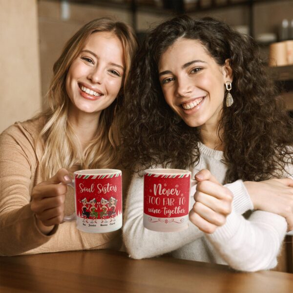 Never Too Far To Wine Together - Personalized Mug - Christmas Gift For Friends