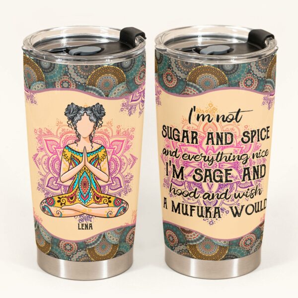 Not Sugar And Spice - Personalized Tumbler Cup- Gift For Yoga Lover - Yoga Front View