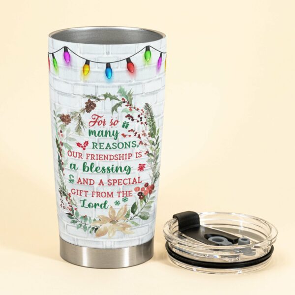 Our Friendship Is A Blessing - Personalized Tumbler Cup - Christmas Gift For Friends