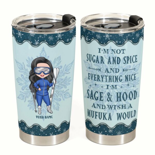 Sage And Hood - Personalized Tumbler Cup - Gift For Skiing Lovers