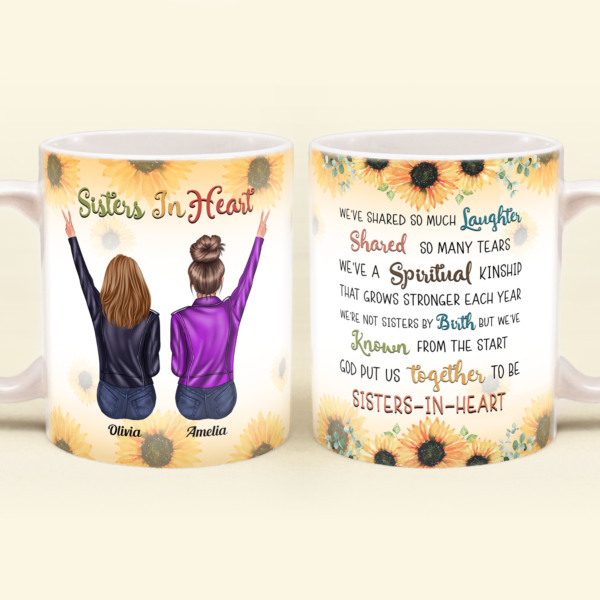 Sisters In Heart - Personalized Mug - Christmas Gift For Friends