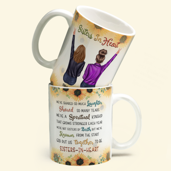 Sisters In Heart - Personalized Mug - Christmas Gift For Friends