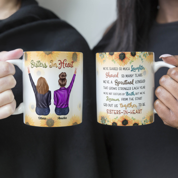 Sisters In Heart - Personalized Mug - Christmas Gift For Friends