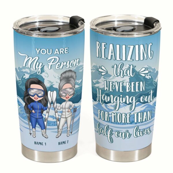 Skiing And Friends - Personalized Tumbler Cup - Gift For Besties, Skiing Lovers