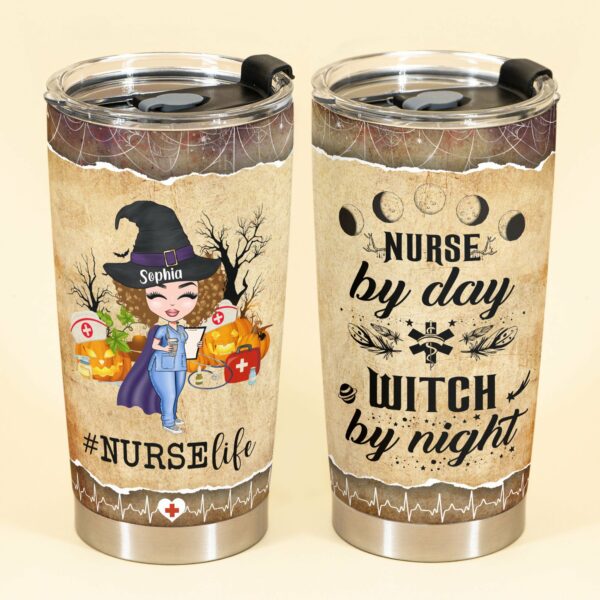 Some Have Stethoscopes - Personalized Tumbler Cup - Halloween Gift For Nurse - Cartoon Witch