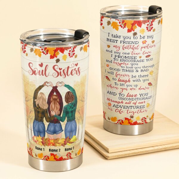 Soul Sister - Personalized Tumbler Cup - Fall Season Gift For Friends - Friends Making Heart