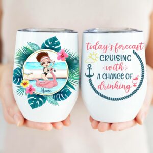 Cruising With A Chance Of Drinking, Swimming Custom Wine Tumbler, Gift For Beach Lovers, Summer Gift, Vacation, Cruising-Macorner