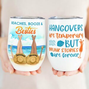 Beaches, Booze & Besties, Friends Custom Wine Tumbler, Gift For Friends, Best Friends, Summer Gift, Vacation-Macorner