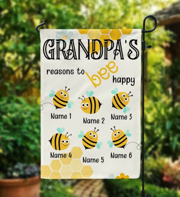 Grandpa's Reasons To Bee Happy Flag-Macorner