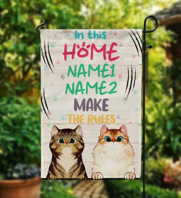 In This Home Cats Make The Rules Flag-Macorner