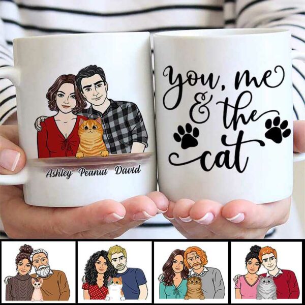 Mug Couple Embrace And Fluffy Cats You Me The Cats Personalized Mug Ceramic Mug / White / 11oz